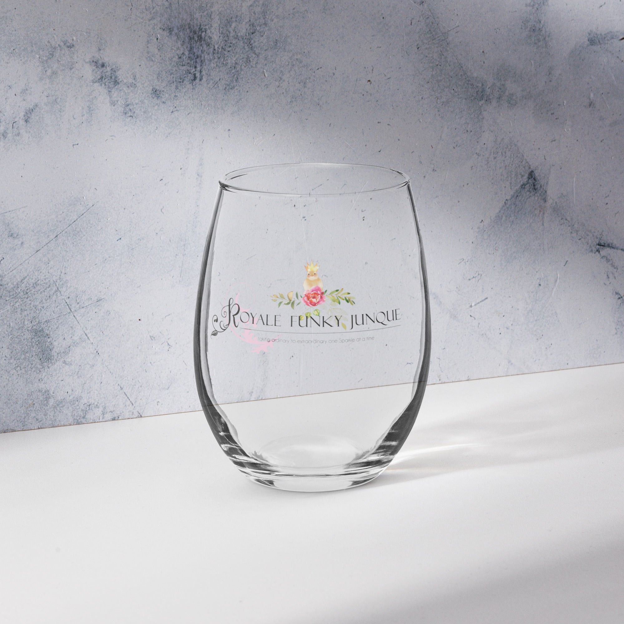 Royale Funky Junque Stemless wine glass
