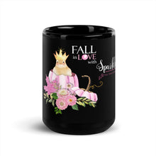 Load image into Gallery viewer, Fall in Love with Sparkle Black Glossy Mug